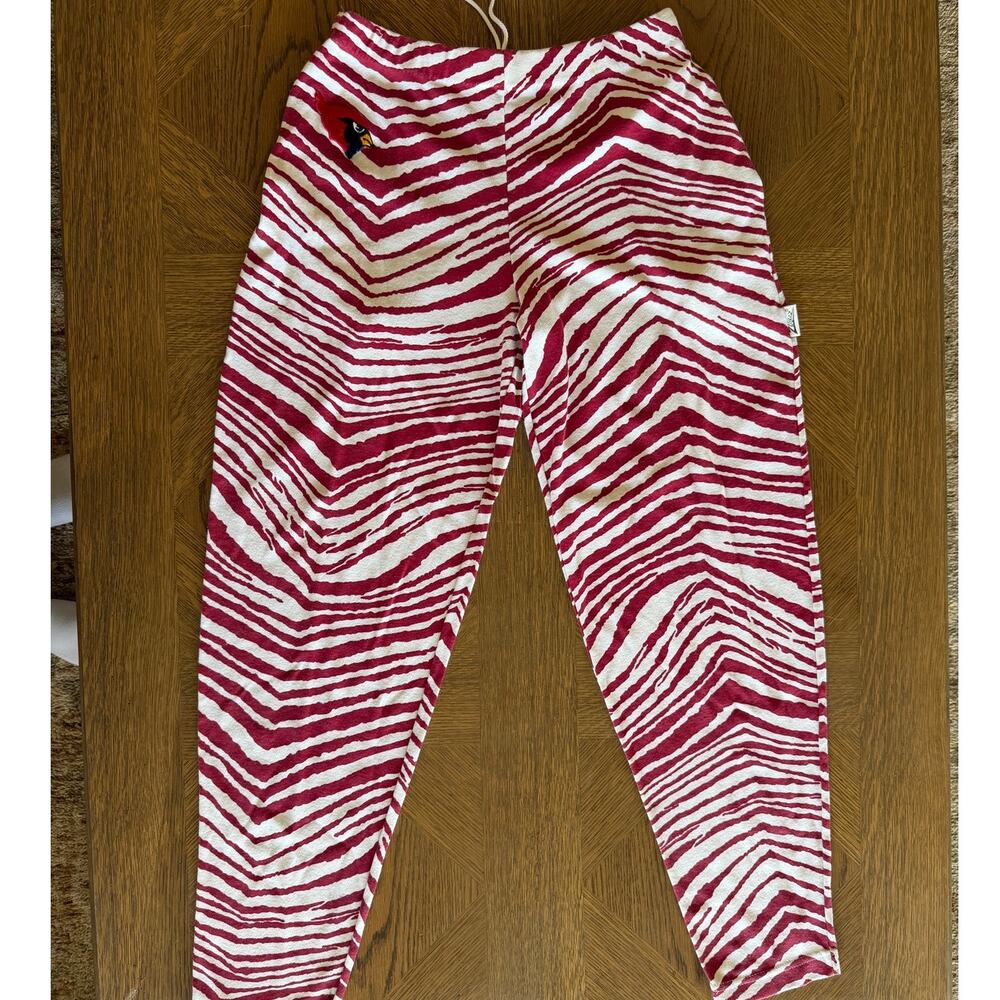 Vintage Zubaz Maroon White Zebra Pants Made in USA Mens M